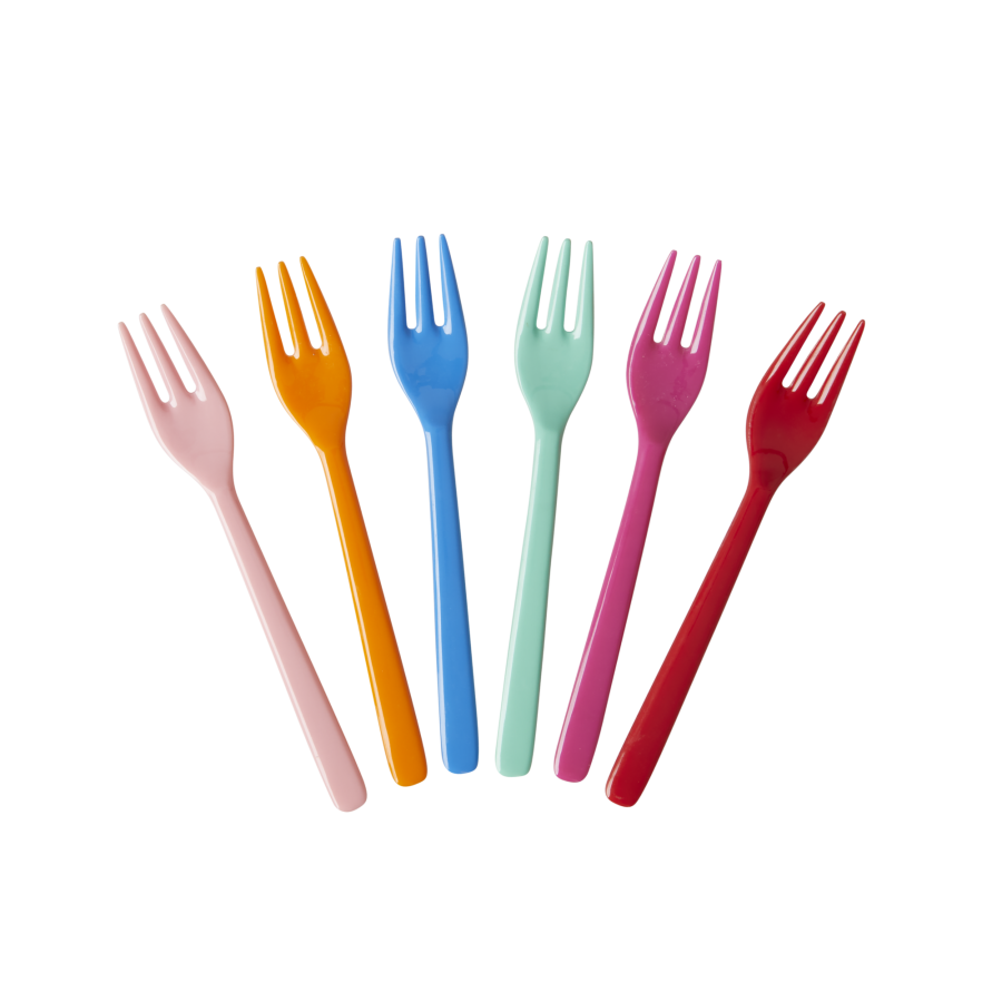 Set of 6 Melamine Forks Choose Happy Colours Collection Rice DK